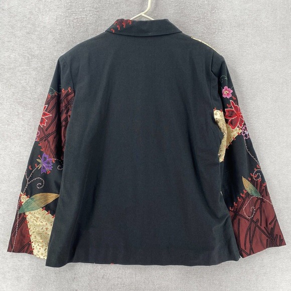 Bala Bala 100% SILK Blazer Jacket Womens 1X Art To Wear Embroidered Floral - Picture 2 of 15